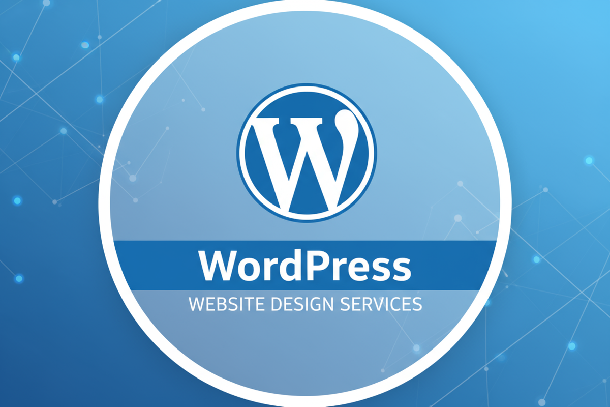 Wordpress Website Design Thumbnail With WordPress Name And Logo Mentioned